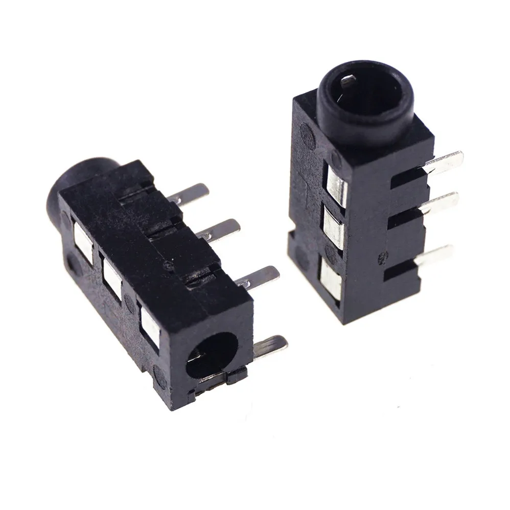 100 Pcs TRRS 3.5 MM Audio Jack Connector Through Holes PCB Horizontal 4 Conductor Right Angle No Internal Switch 4 Pole