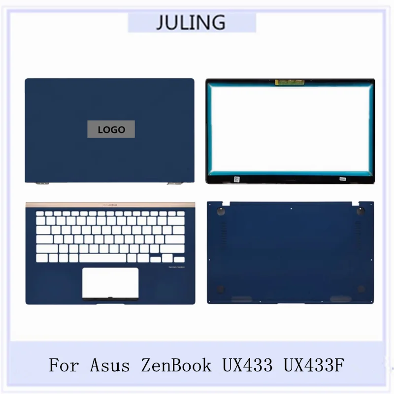 لاجهزة اسوس ZenBook UX433 UX433F حافظة كمبيوتر محمول LCD الغطاء الخلفي/الحافة الأمامية/Palmrest الغطاء العلوي/حافظة سفلية فضي وازرق