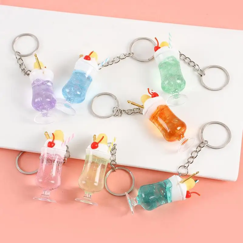 Mini-Simulations-Getränkebecher-Schlüsselanhänger, Fake-Saft-Eiscreme-Modell, Hängeornament, Taschenanhänger, Dekoration, Autoschlüsselhalter – Detail 2