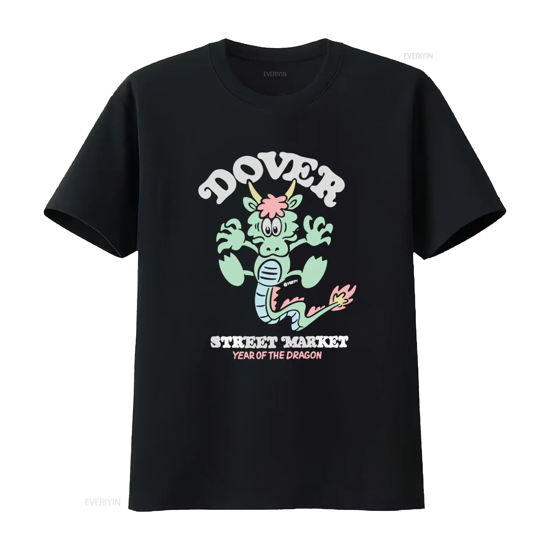 Camiseta Verdy Dover Street Market Ano do Dragão para Meninas Tamanho Grande Design Moderno Vintage Lavado Respirável