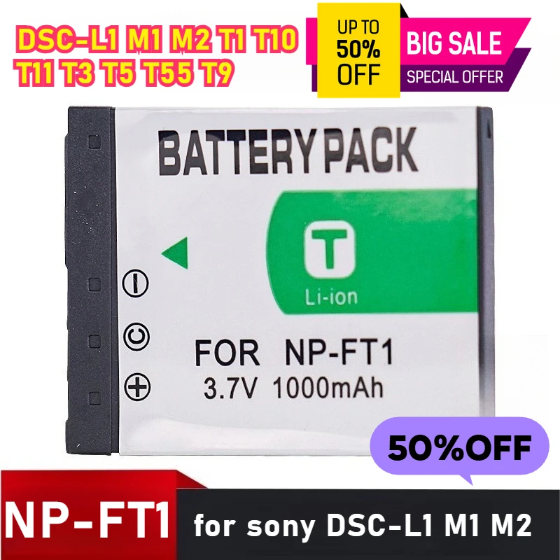

3.7V 1000mAh NP-FT1 for Sony DSC-L1 M1 M2 T1 T10 T11 T3 T5 T55 T9 Camera Battery