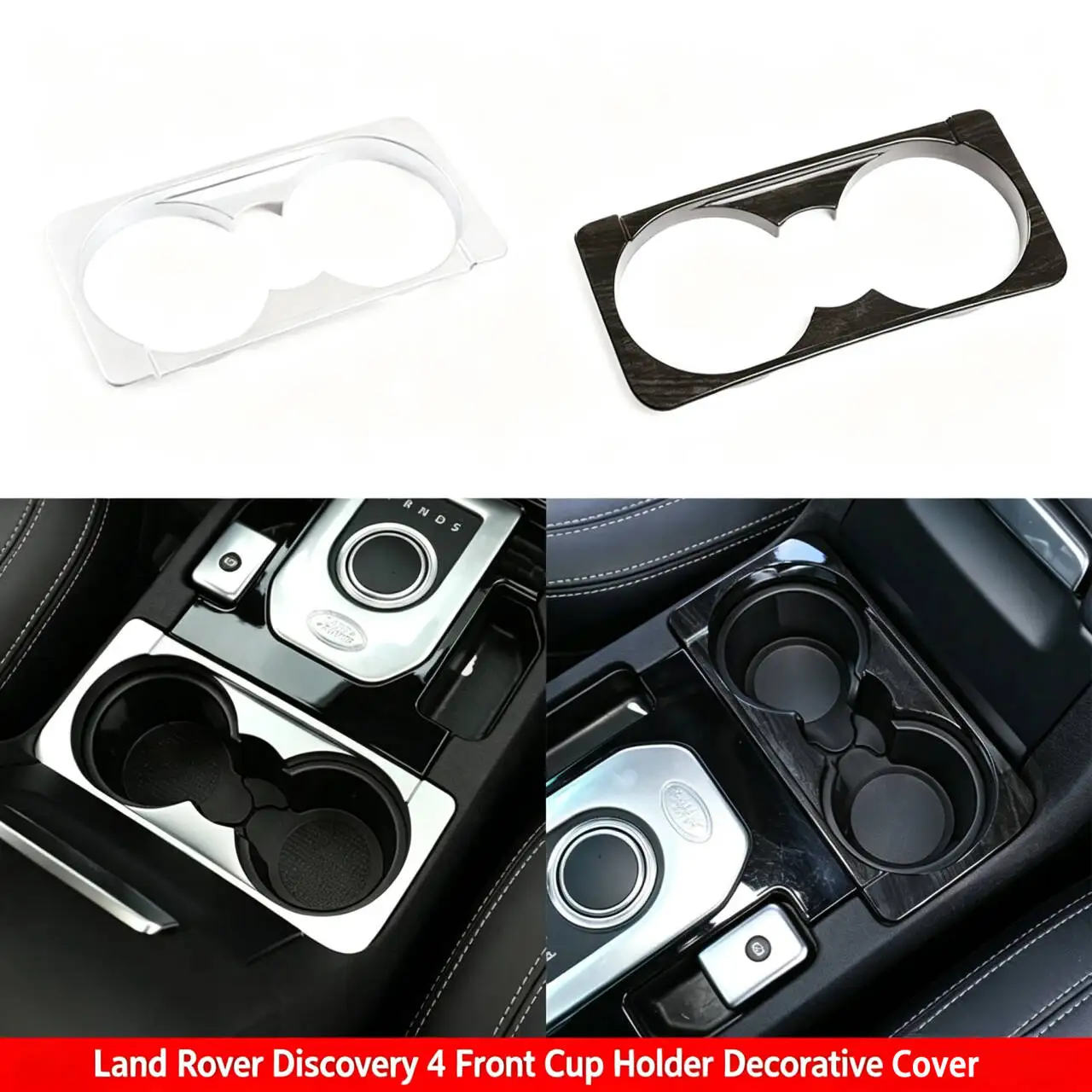 For Land Rover Discovery 4 LR4 2010-2016 ABS Silver Car Center Console Front Row Cup Holder Sequin Frame Sticker Car Accessories