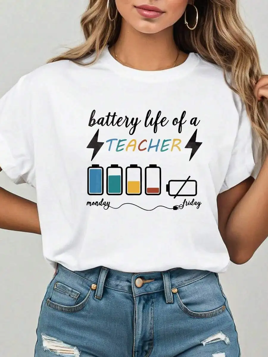 Women's Crew Neck Short Sleeve Graphic Tee, Funny 