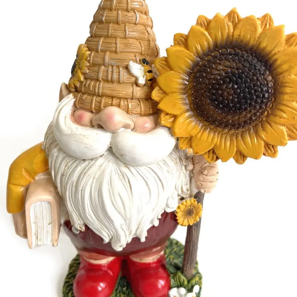 Rural Decorative Honey Festival Gnome Cute 3D Gnome Dwarf Ornament Cartoon Sunflower Resin Elf Bee Day Gift