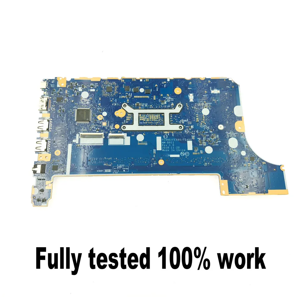 NM-B911 Mainboard for Lenovo Thinkpad E490 E590 Laptop Motherboard i3-8145U i5-8265U i7-8565U CPU 2G-GPU DDR4 Fully Tested