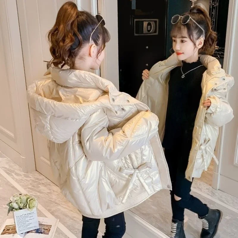 

Children Winter Jacket Waterproof Parka Outerwear Hooded Coat for Girls Outwear Snowsuit Solid Color Girls 4 10 9 12 13 14Years