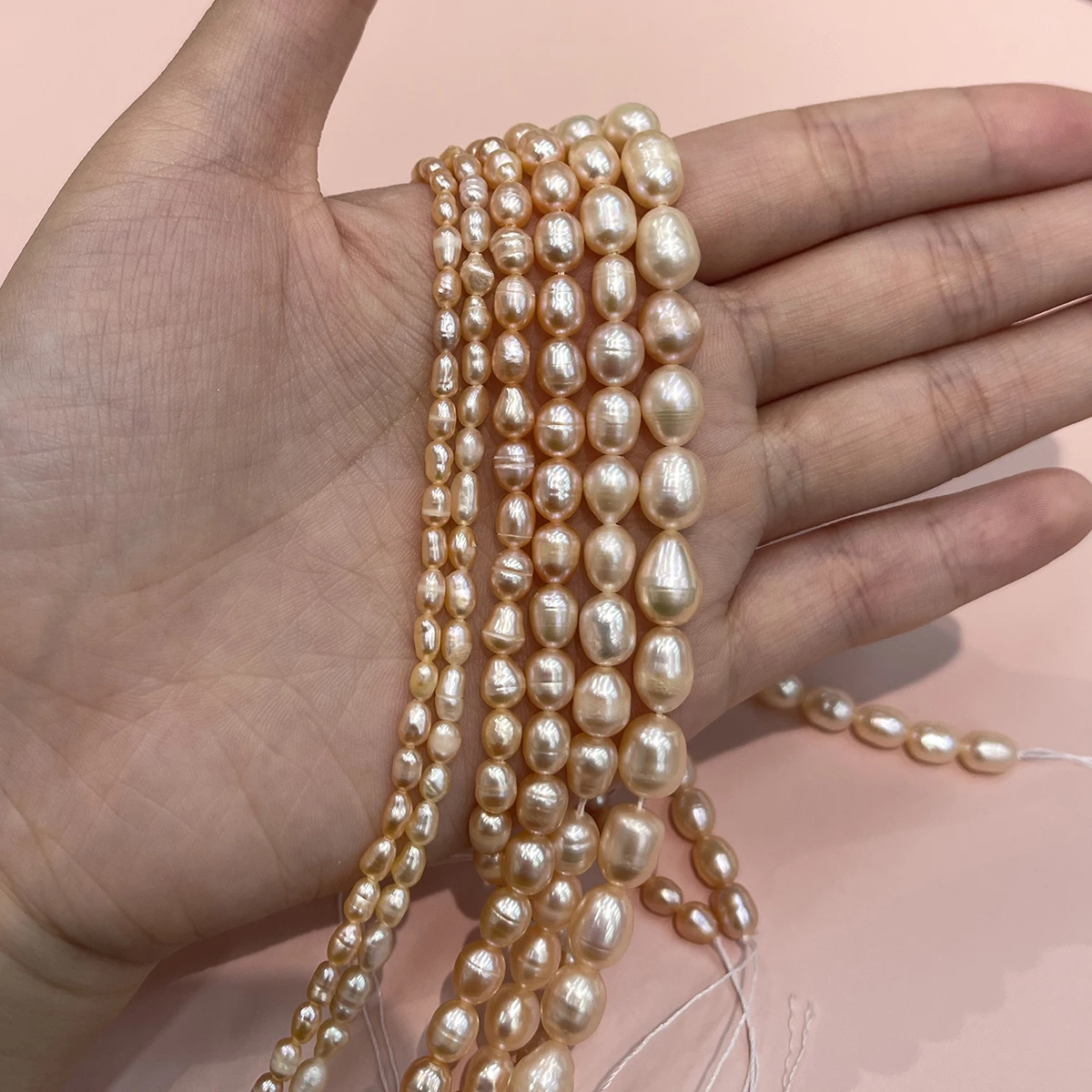 Natürliche Süßwasserperle, orangefarbener Faden, Perle für die Schmuckherstellung, DIY-Halskette, Armband, Ketten, Ohrringe, Zubehör – Detail 1