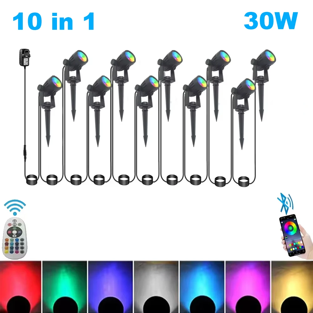 Outdoor Smart Landscape Spotlight APP en afstandsbediening 16 miljoen kleuren IP65 waterdicht voor pad binnenplaats tuinen achtertuin