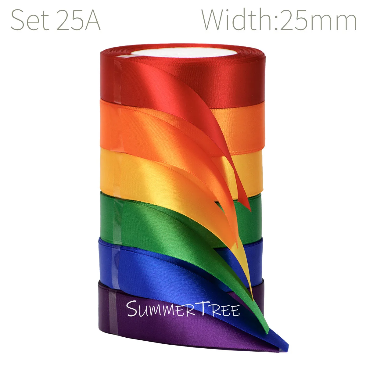 6 Rollen 150 Yards Sortierte Einfarbige Satin-Seidenbänder für DIY-Basteleien, Geburtstage, Hochzeiten, Blumensträuße, Geschenkverpackungen – Detail 1