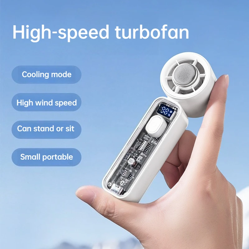 Small Handheld Fan Cooling USB Mini Electric Fan Portable Fan Cooling Powered Display Screen Fan Rechargeble Outdoor Essentials - Detail 1