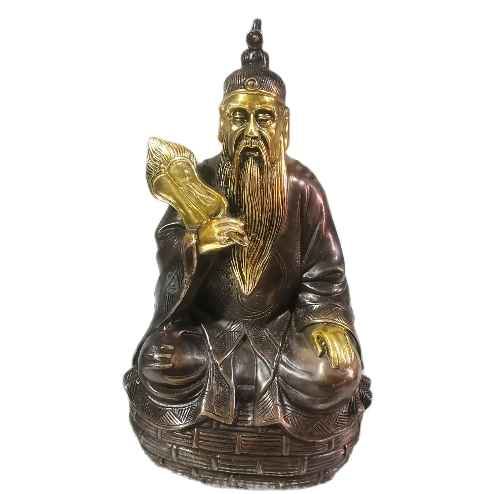 Taiqing Moral Heavenly Zun Taoist Ancestral Master Ye Purple Copper Gilded Gold Taishang Laojun Sanqing Statue Decoration