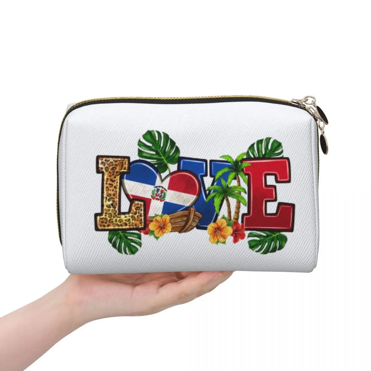 

Flag Of The Dominican Republic Women Cosmetic Bag Travel Makeup Organizer Pouch Toiletry Storage Dopp Kit Box
