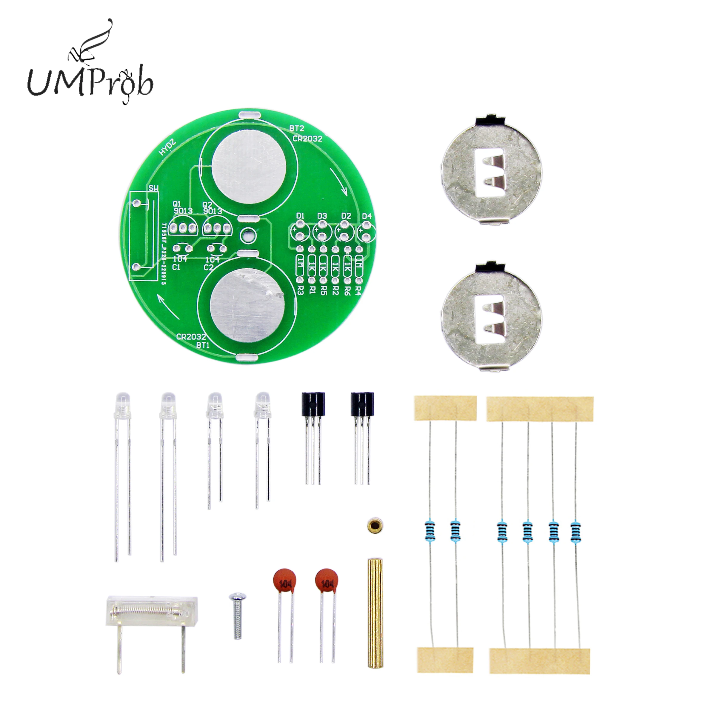 LED Gyro DIY Electronic Kit Desktop Rotating Light DIY Fun Welding Kit Electronic Production Parts School Skills Practice
