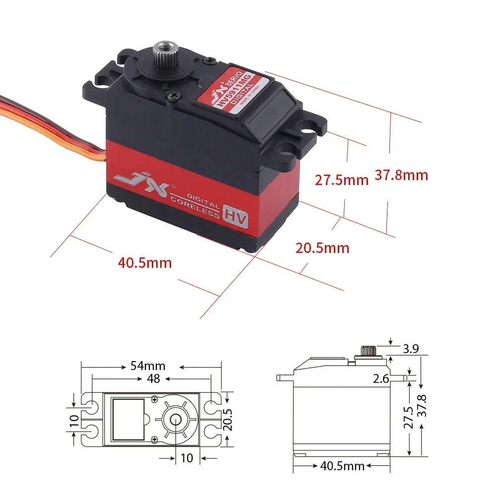 Servo RC JX PDI-HV5911MG 11KG Metal Gear ad alta precisione Metal Gear digitale ad alta tensione Coreless Servo standard per RC Car Drone