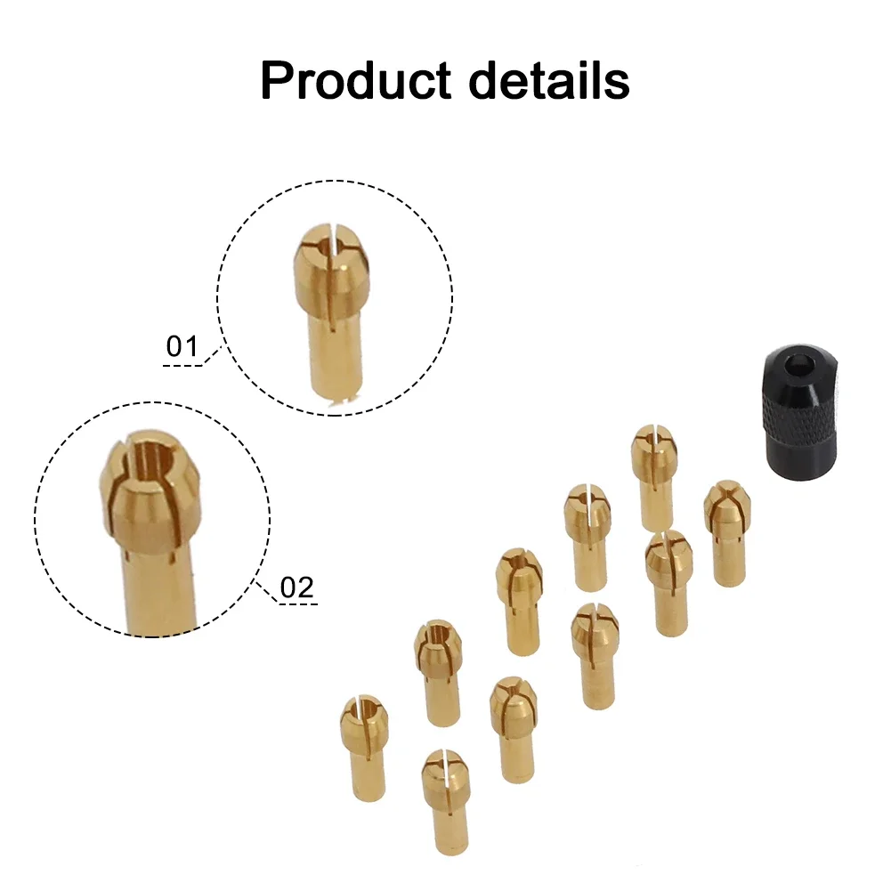 

10 шт. цанги + 1 комплект гаек, быстросменная часть инструмента для электропитания, вращающиеся аксессуары, цанги, электрическая шлифовальная подвесная мельница