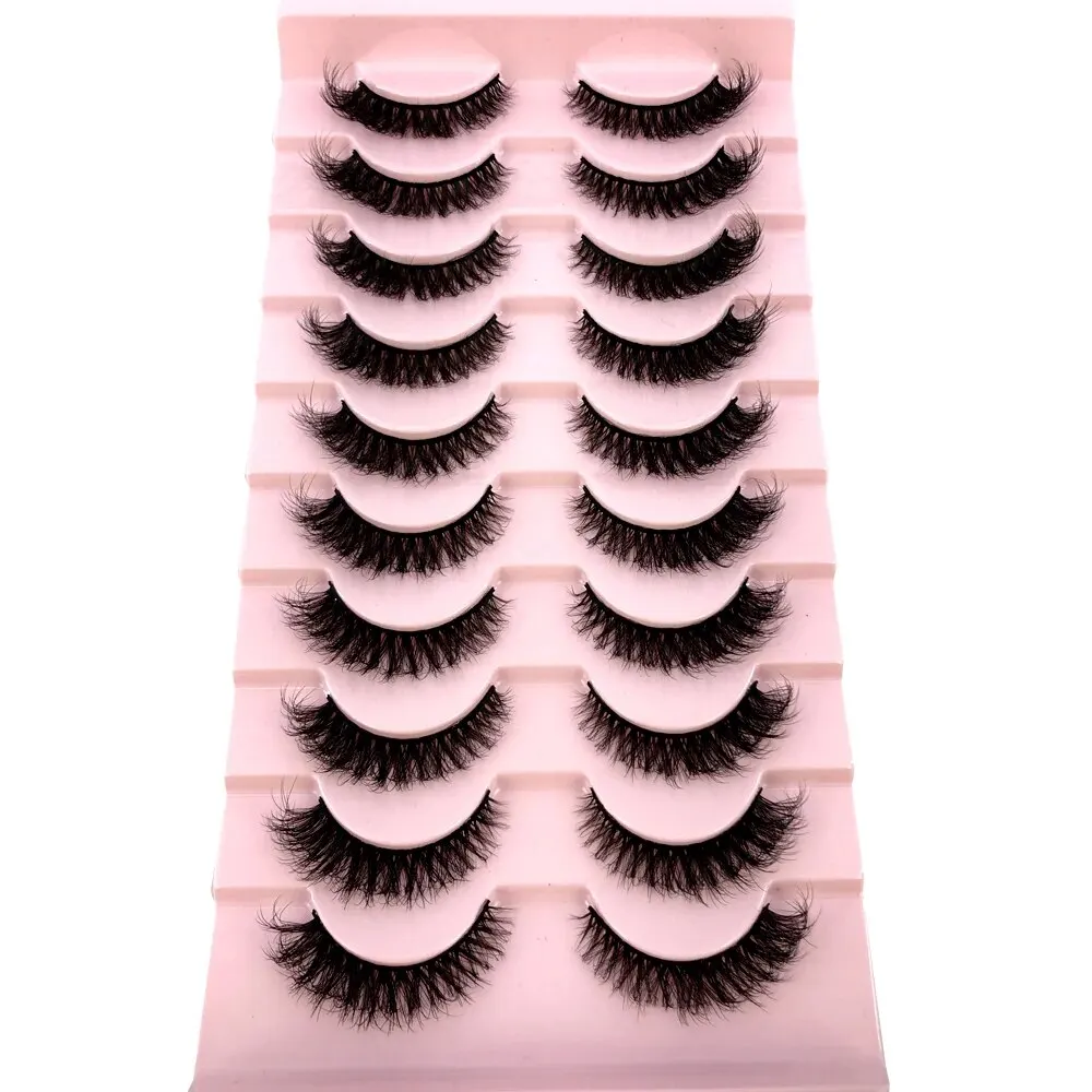 10 paia 3D finto visone ciglia finte naturale disordinato Crisscross ciglia Wispy soffici ciglia finte Extension Eye Makeup Faux Cils