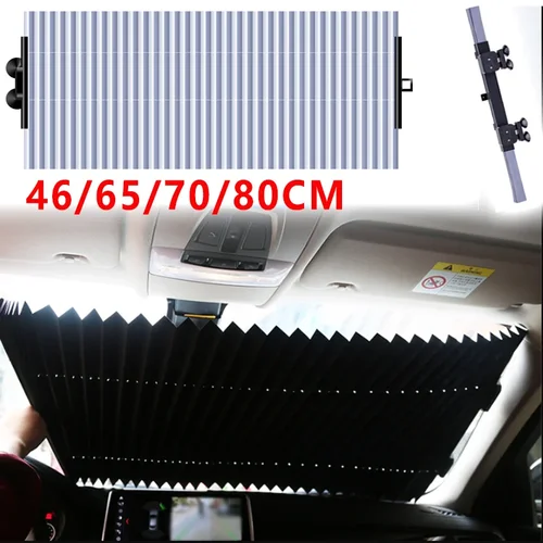 Imagen 1 del producto Cortinas parasoles para parabrisas de coche, 4 tamaños, retráctiles, UV, persianas delanteras/traseras, accesorios universales para Interior de coche