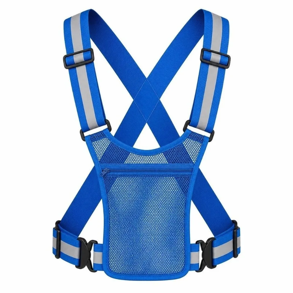 Adjustable Elastic Reflective Safety Vest with Pockets High Visibility Reflective Running Vest Reflective Strips Breathable