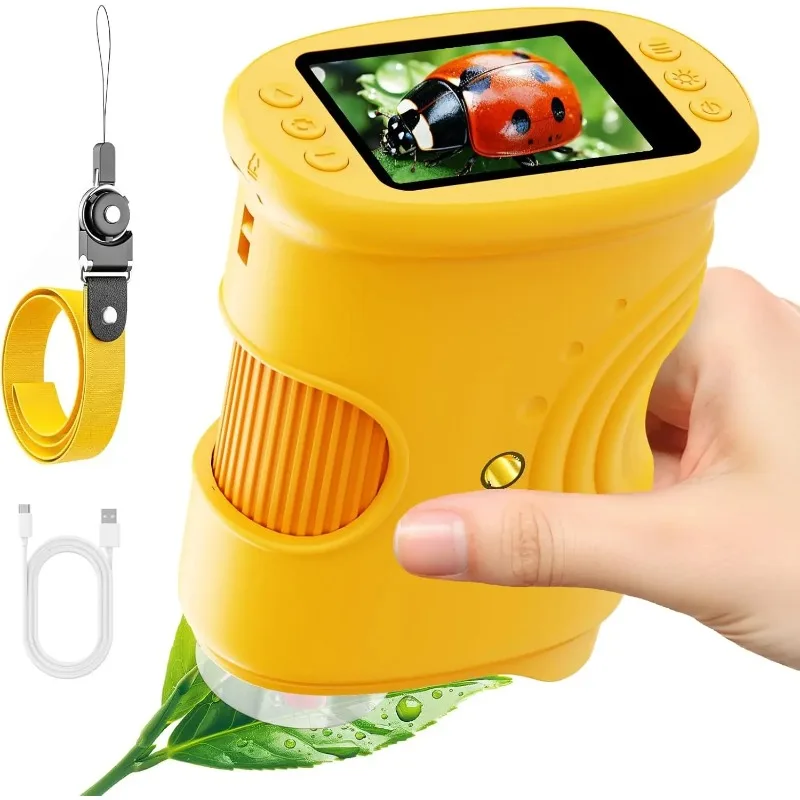 Digital Microscope for Kids 1000X Handheld HEN HAO 2.0'' Screen Rechargeable Mini Pocket Educational Science Toys for Children