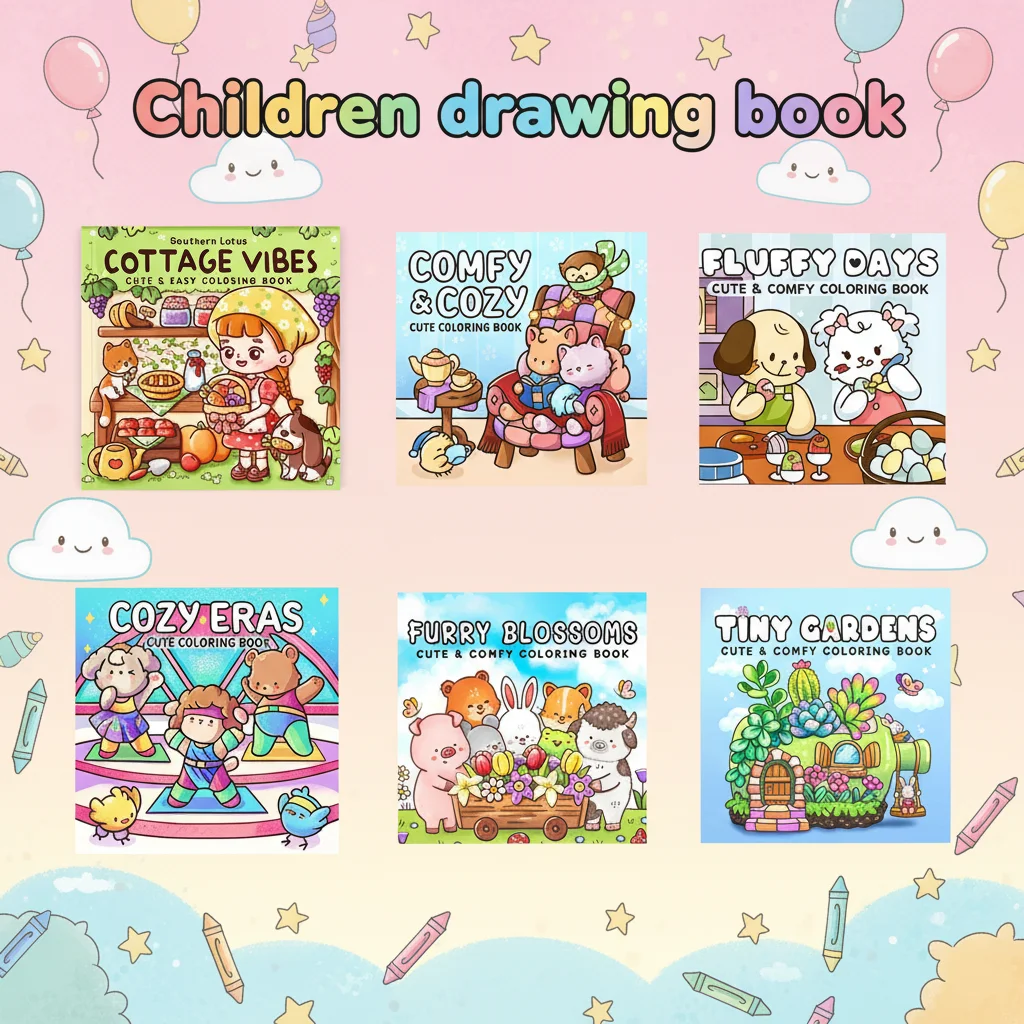 40 Pages Cute European America Style Coloring Book for Kids Drawing Book Christmas Thanksgiving Gifts Art Supplies