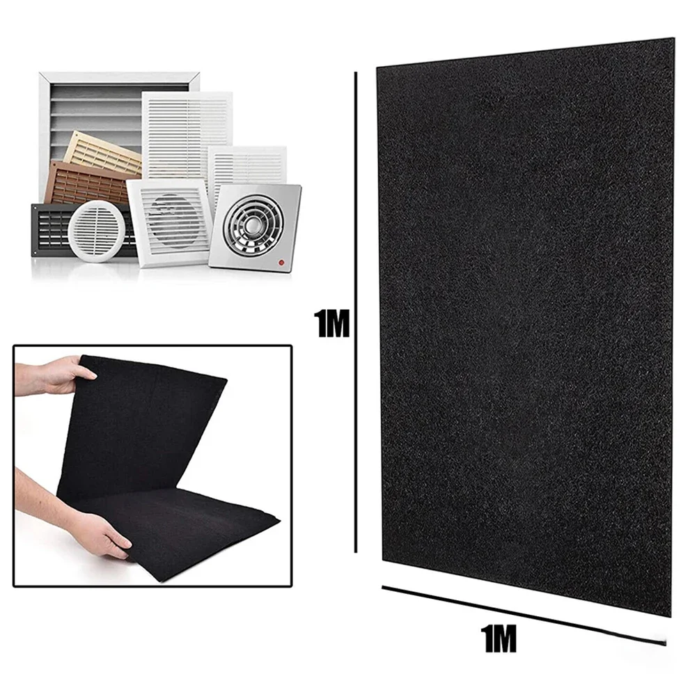 Black Range Hood Filter Air Quality Filter Odour Control Filter Easy To Cut Efficient Filtration Grease Collection