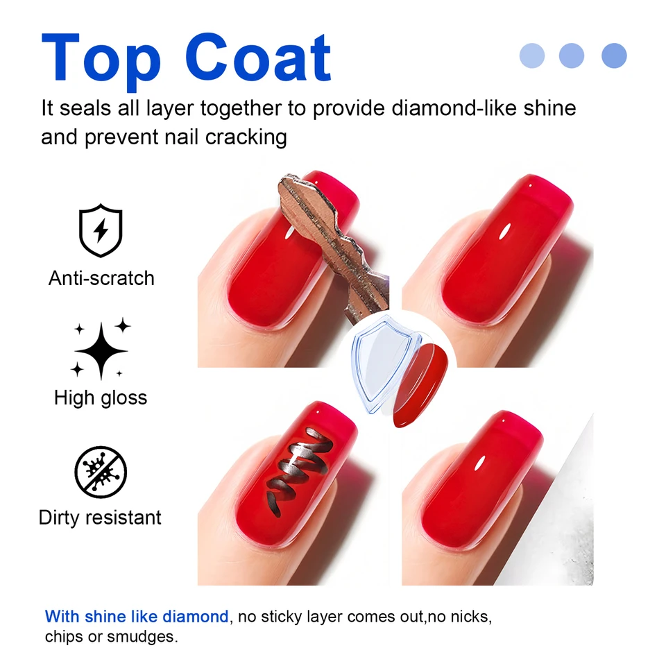 TWOING 15ml Top Coat Súper Brillante Nuevo, Sello Brillante sin Limpieza, Acabado de Gel para Manicura de Salón 2