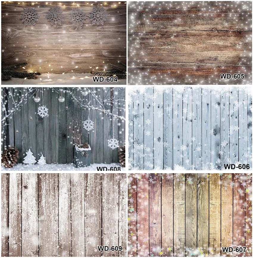 

Wooden Boards Winter Snowy Light Background Photographic Banner Decoration Baby Portrait Studio Decor Photocall Backdrops Props