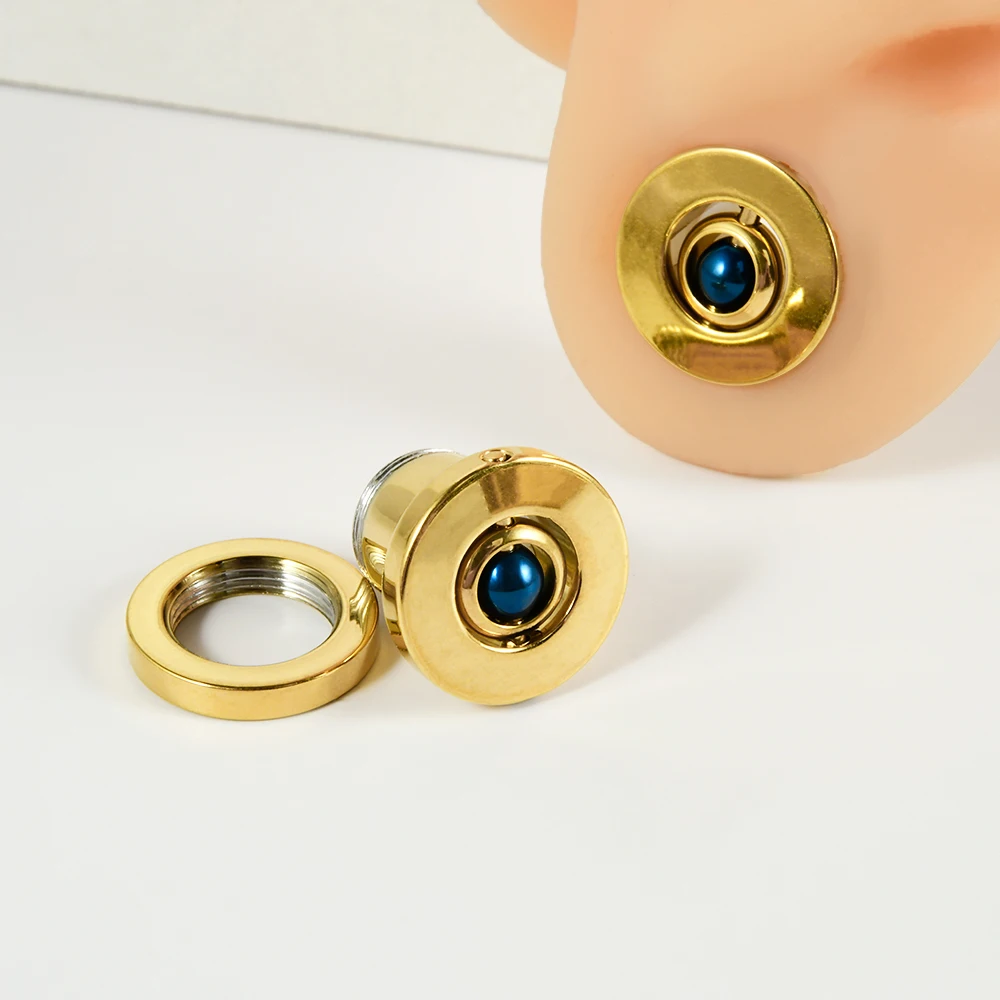 1PC Stainless Steel  Blue Planet Ear Plugs Expanders Piercing Screw Ear Gauges Earring Gauges Stretchers Body Piercing Jewelry