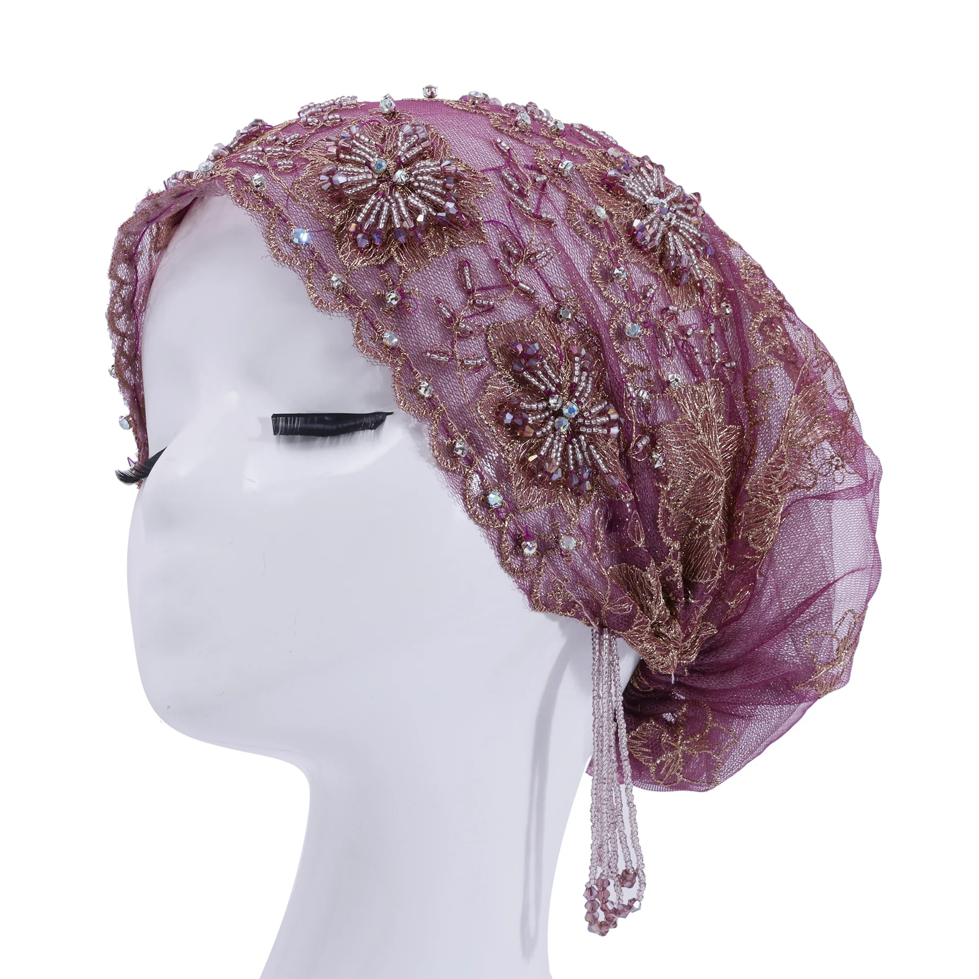 

Женский тюрбан с вышивкой стразами, мусульманская женская шляпа, шапочки, шапка от рака, химиотерапия, африканские повязки на голову, повязка на голову от выпадения волос, чехол