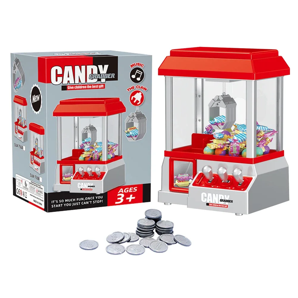 แบบพกพาเครื่องกรงเล็บเหรียญดําเนินการพลาสติก Mini Candy คว้าเครื่อง Party Supplies เด็ก Interactive ของเล่นของขวัญวันเกิด