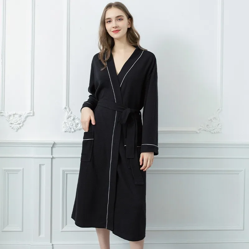 Primavera autunno morbido confortevole Loungewear accappatoio giapponese pigiama lungo da donna coppia pigiameria sottile Waffle assorbente Yukata