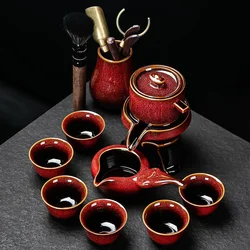 8 piece kung fu tea set Chinese tea set high-end automatic bone china teapot and tea cup set travel for 6 people