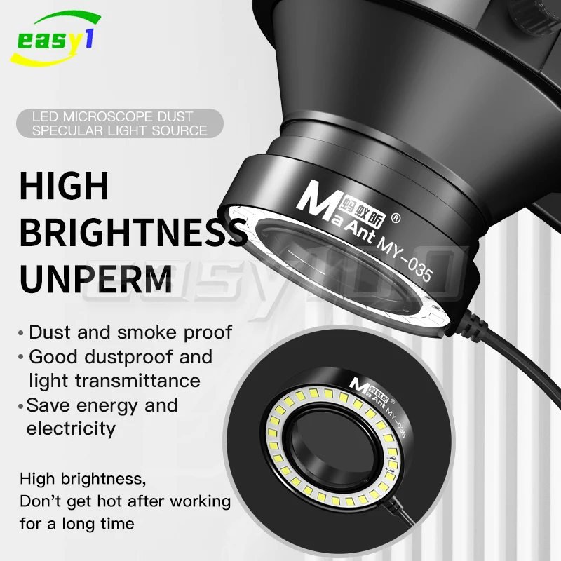 Maant MY-035 LED Microscope Aluminium Alloy Ring Lamp High brightness anti-fume Good dustproof, lighttransmittance, energy save