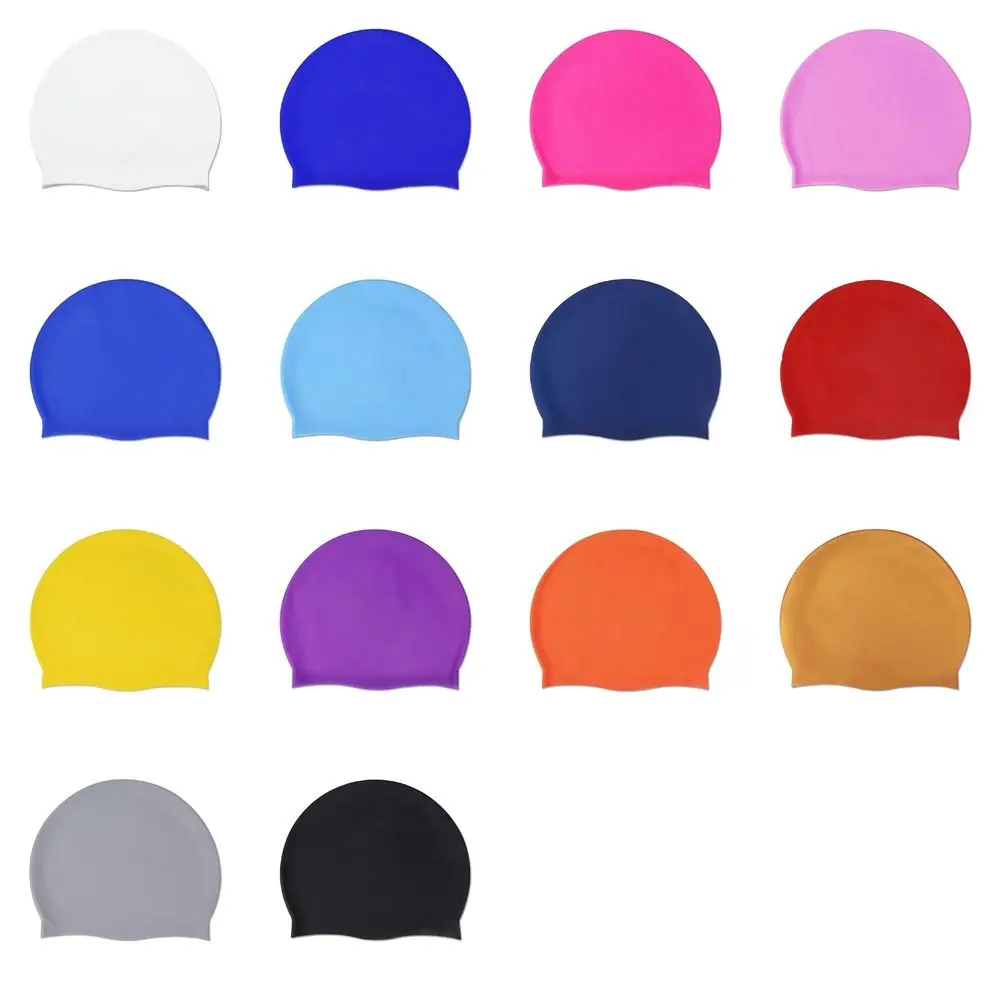 Adults Silicone Swimming Caps Men Women Waterproof Swim Pool Cap Protect Ears Long Hair Large High Elastic Diving Hat