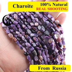 Zhe Ying 6-8mm Irregular Charoite Beads Natural Nugget Gemstone Beads for Jewelry Making DIY Bracelet Accessories