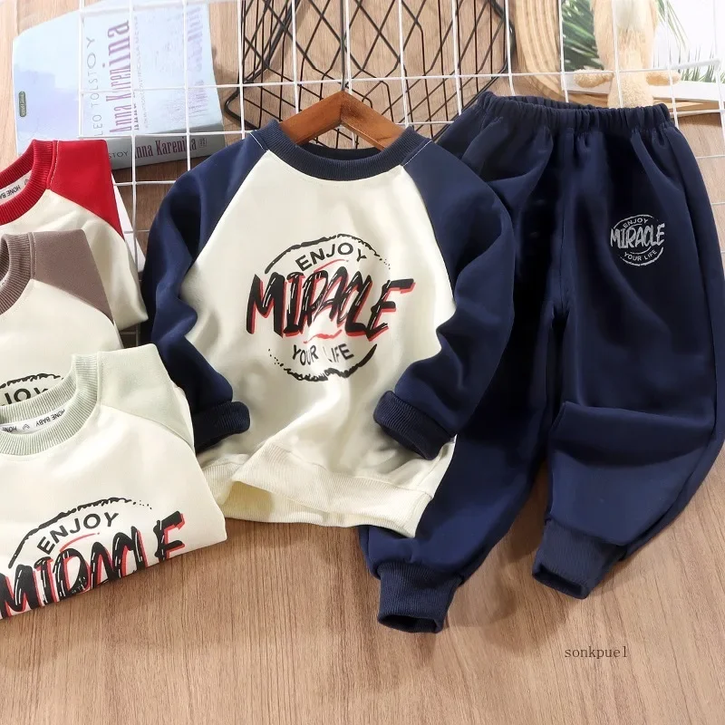 2Pc Kinderen Lente Herfst Set Voor Jongens Stijlvolle Herfst Outfit Voor Jongen Sweatshirt Tweedelige Set Kleding Voor peuters Baby's