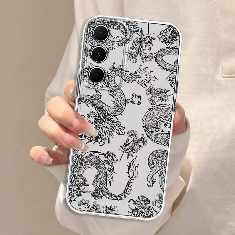 Art Descendants Dragon Phone Case For Samsung Galaxy A73 A72 A71 A55 A54 A53 A52 A51 A33 A25 A22 A15 A14 A05 TPU Transparent
