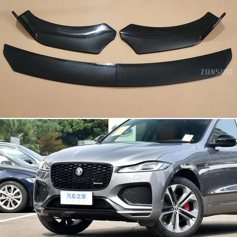 4Pcs Body Kit Accessories Front Bumper Lip Splitter Spoiler For Jaguar F-PACE 2013--2024 Year