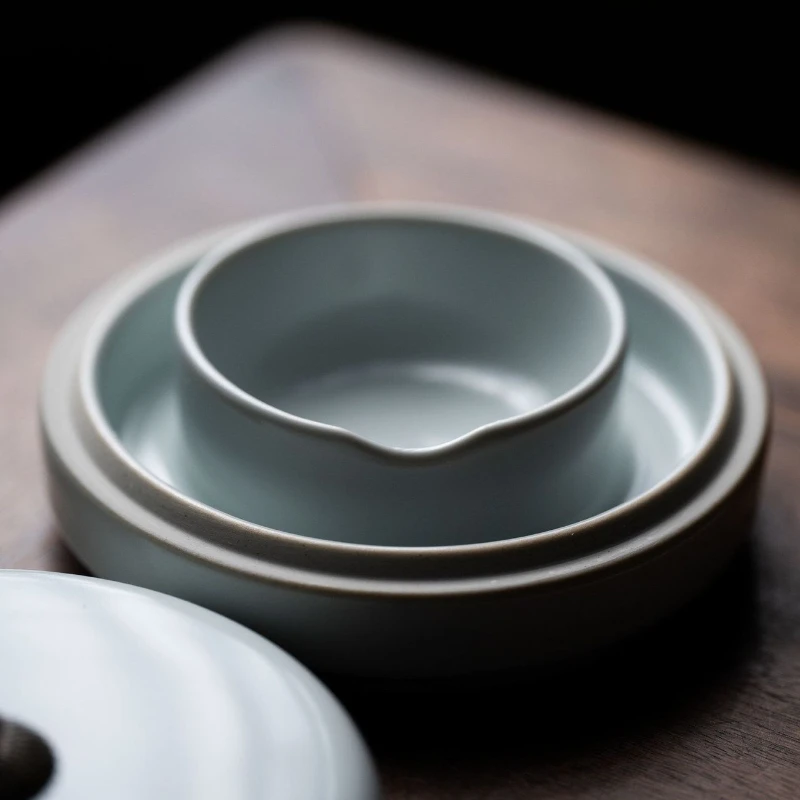 Chinese Inkstone Ceramic Hot Pot Inkstone Anti Dry Celadon Ink Slab Art Calligraphy Brush Stationery Chinese Painting Supplies