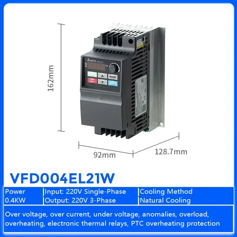 Hot Sale 400W 220V Single Phase VFD004EL21W Compact AC Motor Drive Variable Frequency Inverter VFD