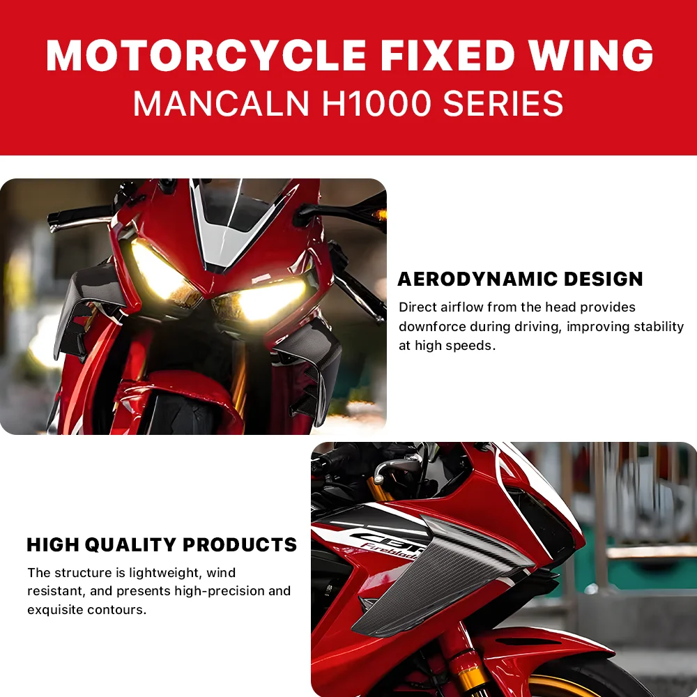 Motorcycle Aerodynamic Deflector Fixed Wing Fairing Suitable For Honda CBR1000RR 2017-2019 100% 3K Carbon Fiber Accessory