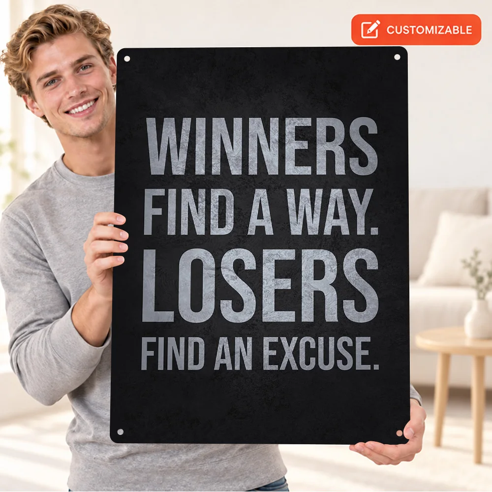 Winners Find A Way Quote Printed Poster Customized Aluminum Metal Sign Modern Lettering Wall Art For Home Office Birthday Gift