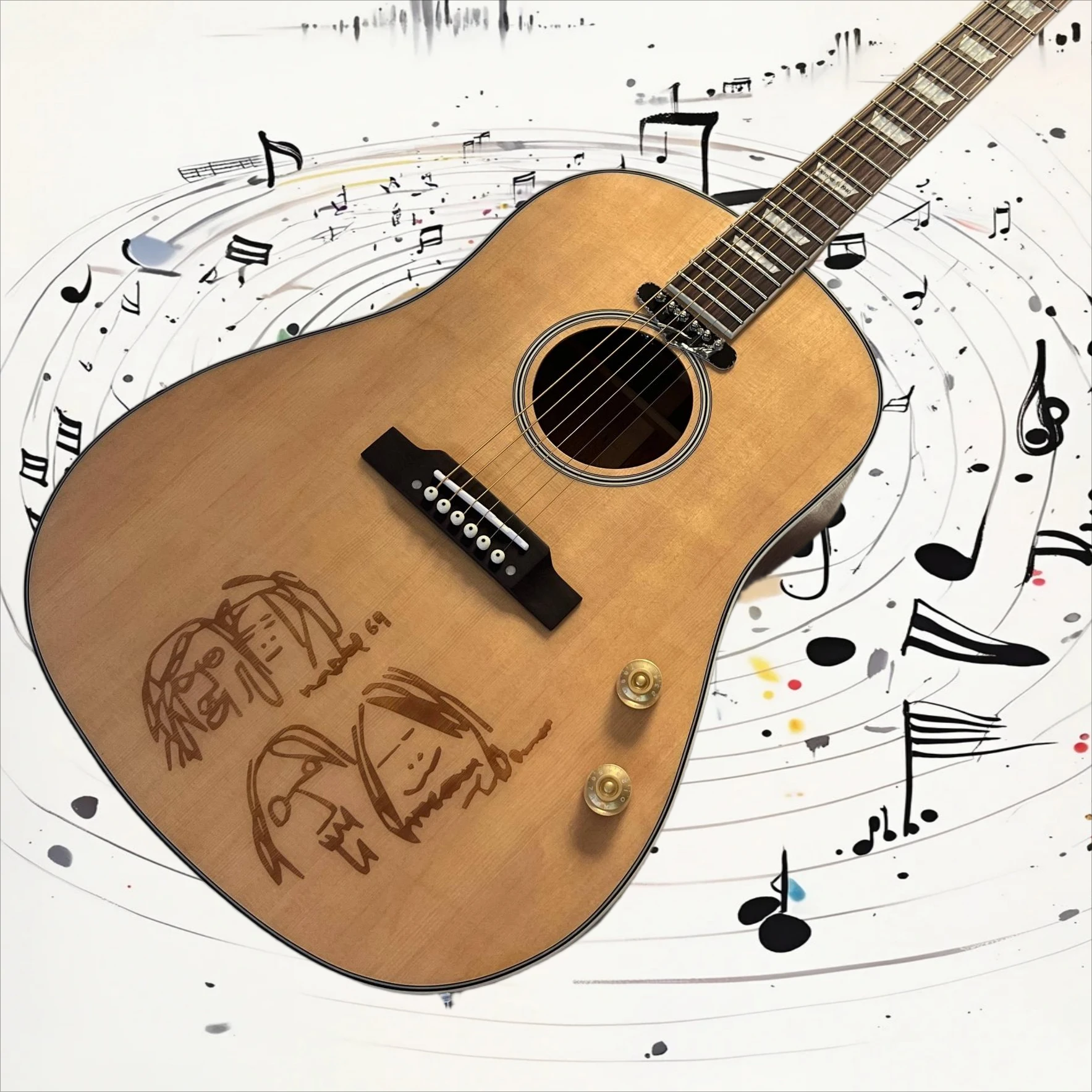 Free Shipping J160 Acoustic Guitar Natural 41 Inch Portrait Engraving Folk GuitarWood Guitar Warm Tone Beginner Gift