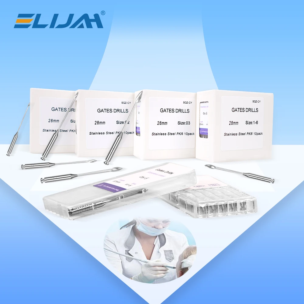 ELIJAH 60Pcs=10Box=1Pack Dental Endodontic Gates/Peeso Drill Glidden Rotary 28mm/32mm #1-6 Engine Use Stainless Steel Endo Files