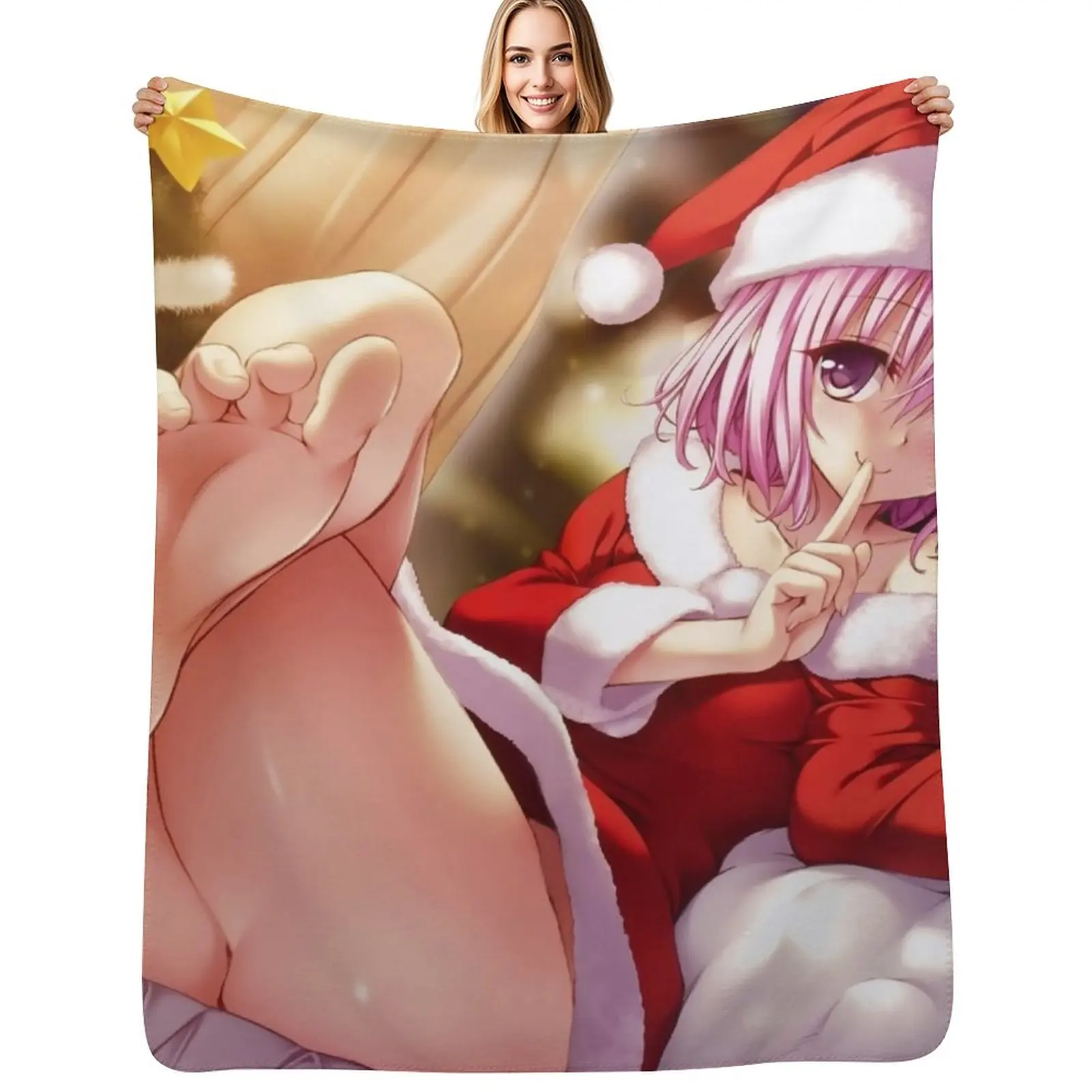 

Momo Deviluke Santa Outfit Throw Blanket Luxurious Soft Blanket Holiday Gift for Family
