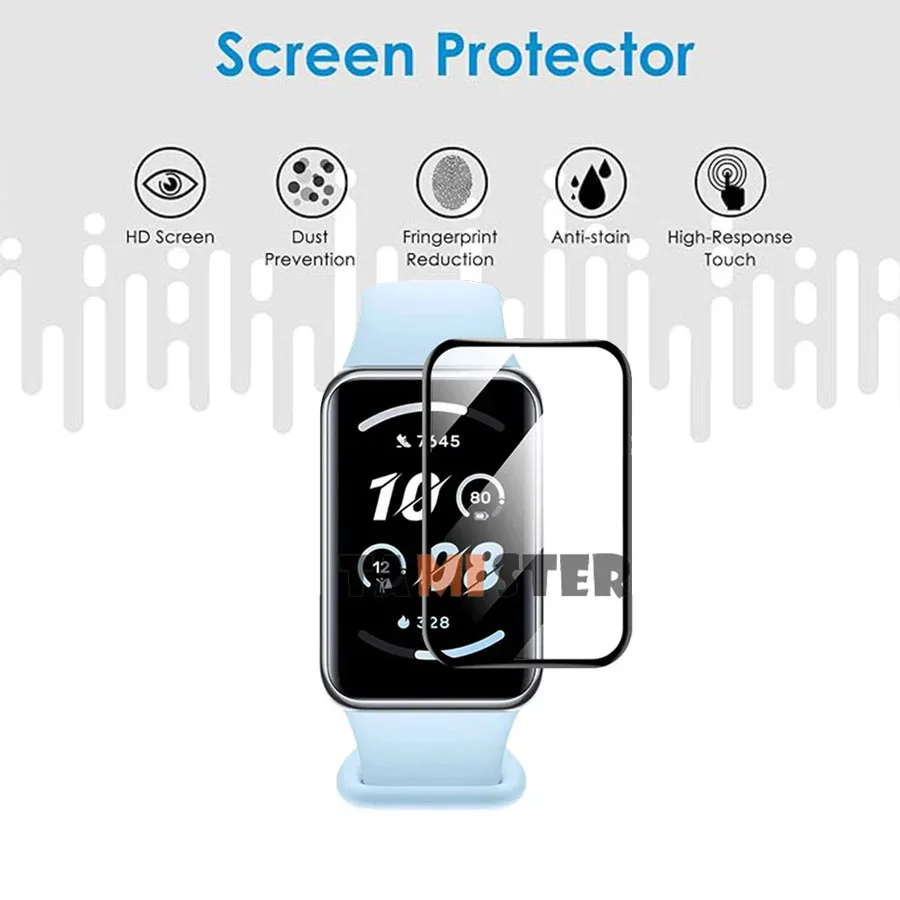 واقي شاشة HD لهواوي باند 9 ، فيلم منحني ثلاثي الأبعاد ، ساعة ذكية مضادة للخدش ، شريط الشرف 9 ، وليس الزجاج