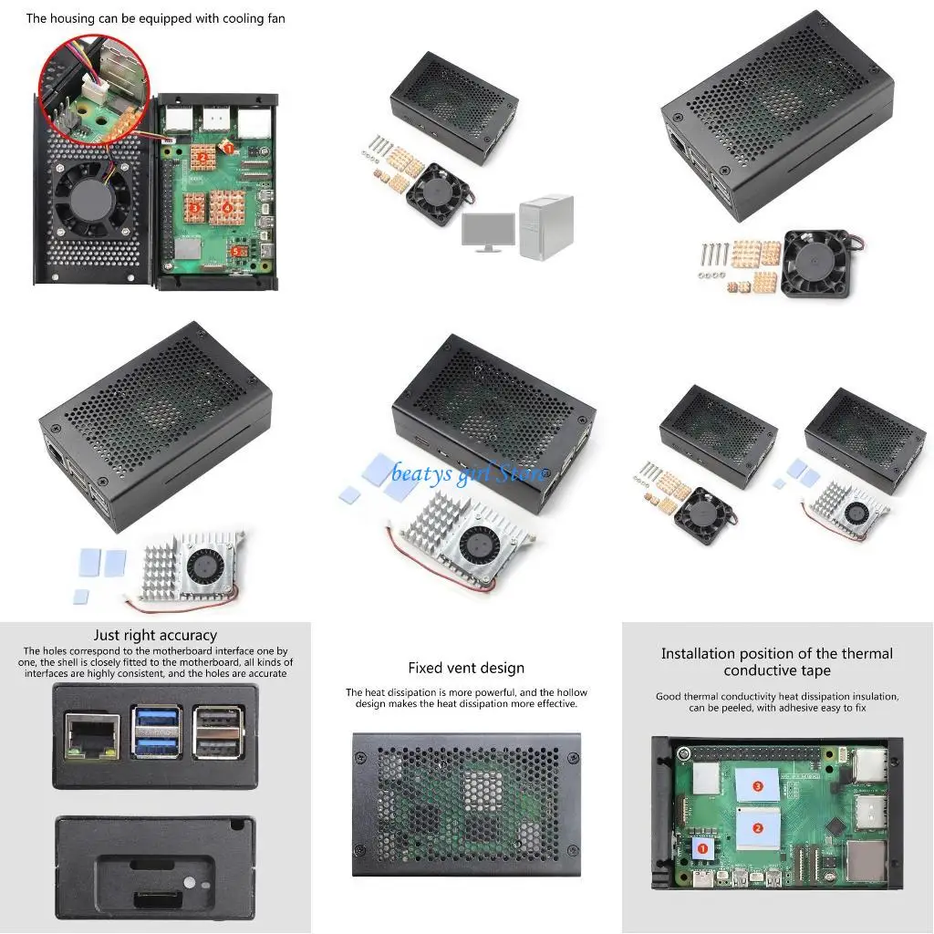 

C7AB Aluminum Heavy Duty Heat Sink Housing Case Enclosure with Fan for 5