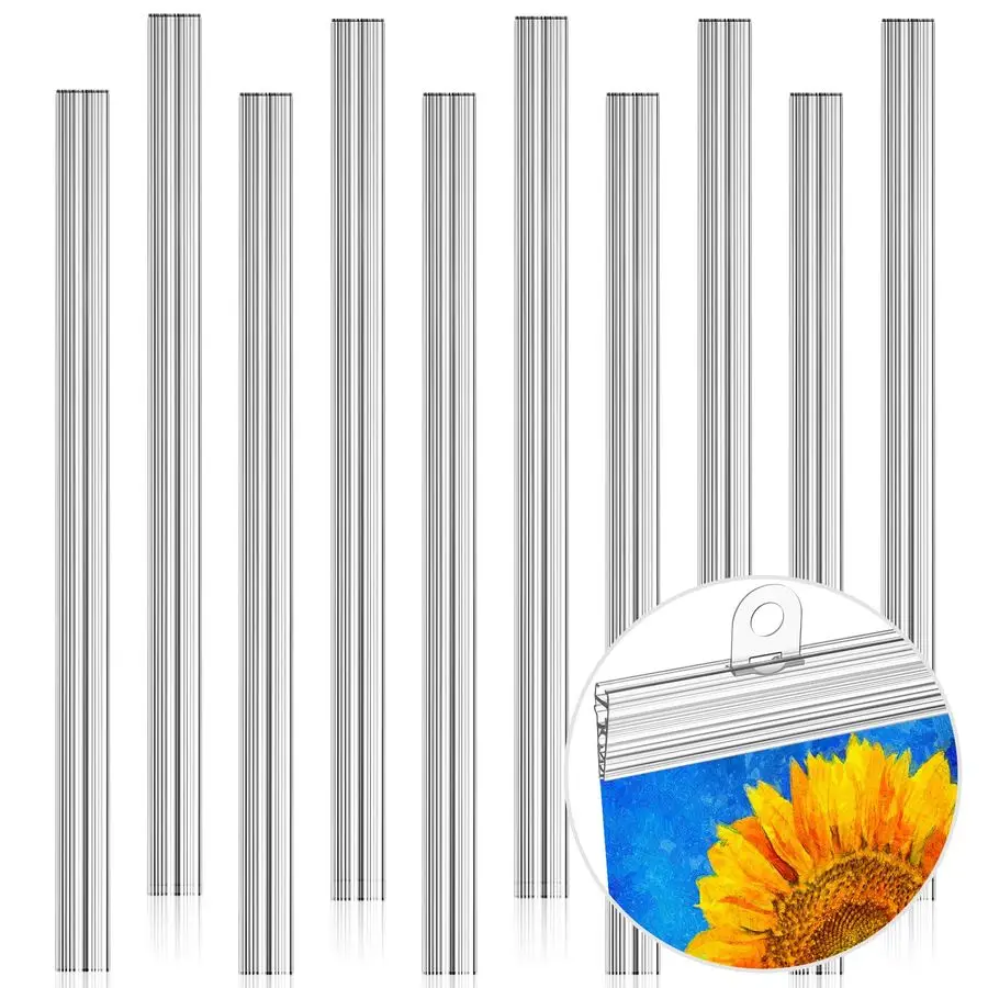 

10 шт. 48-дюймовых пластиковых подвесных направляющих для плакатов, клипс для постеров, держателей для вывесок, карт, картин, гобеленов, баннеров, настенного искусства