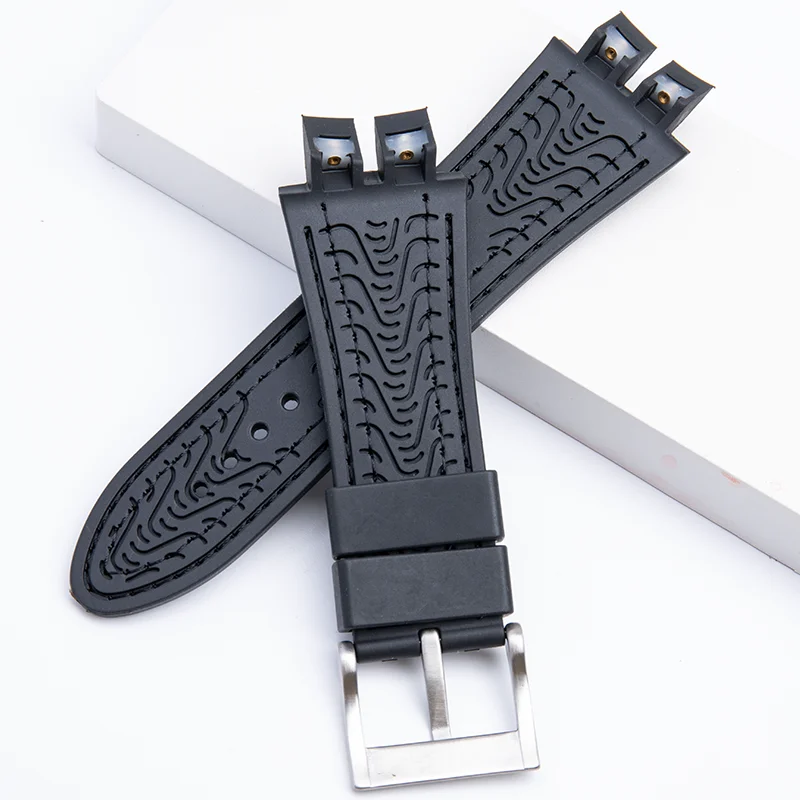 28mm Black Blue Red Yellow Nubuck Leather Belt Silicone Watch Band Accessories Fit For Roger Dubuis Strap For EXCALIBUR Series