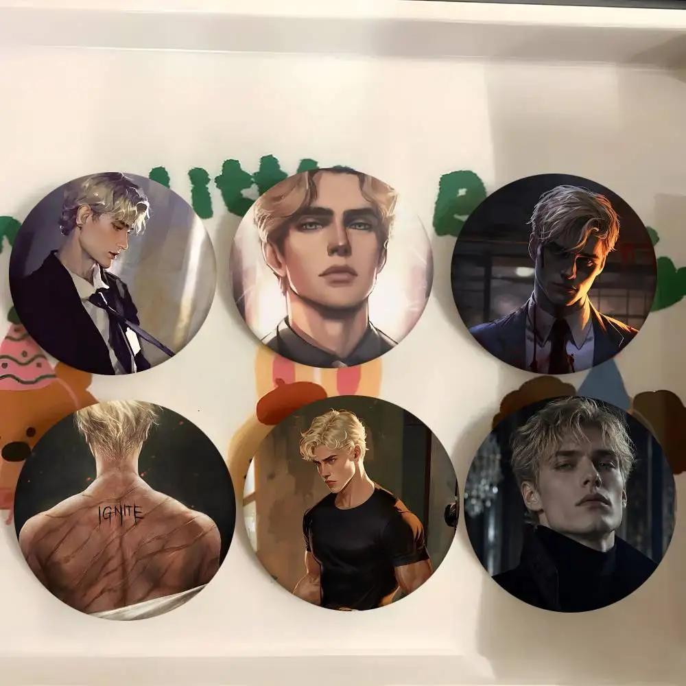 1pc Aaron Warner S-Shatter Me Cartoon Style Badge Brooches On Backpack Decoration Round Enamel Pins For Accessorys